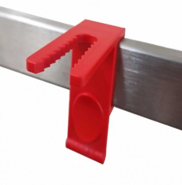 Hovedbilde Slangeholder i rød plast, for Euroskinne 10x25mm. ...